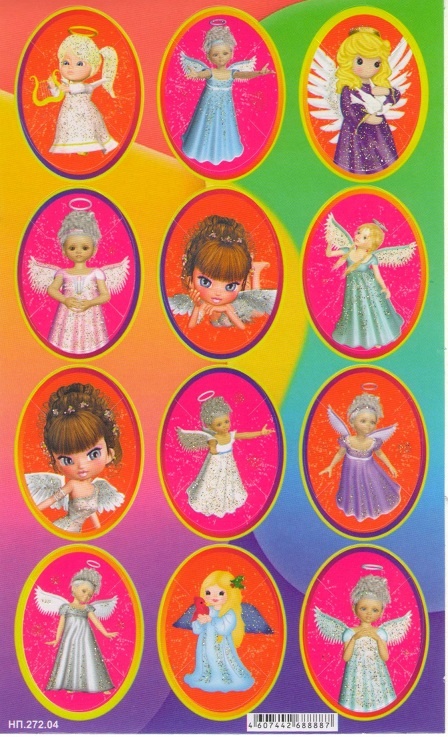 милые ангелочки - рисунки 12 штук для детей, праздничные наклейки на яйца пасхальные
